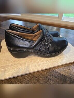 Thom McAn Black Slip-On Comfort Clog with Decorative Stitching